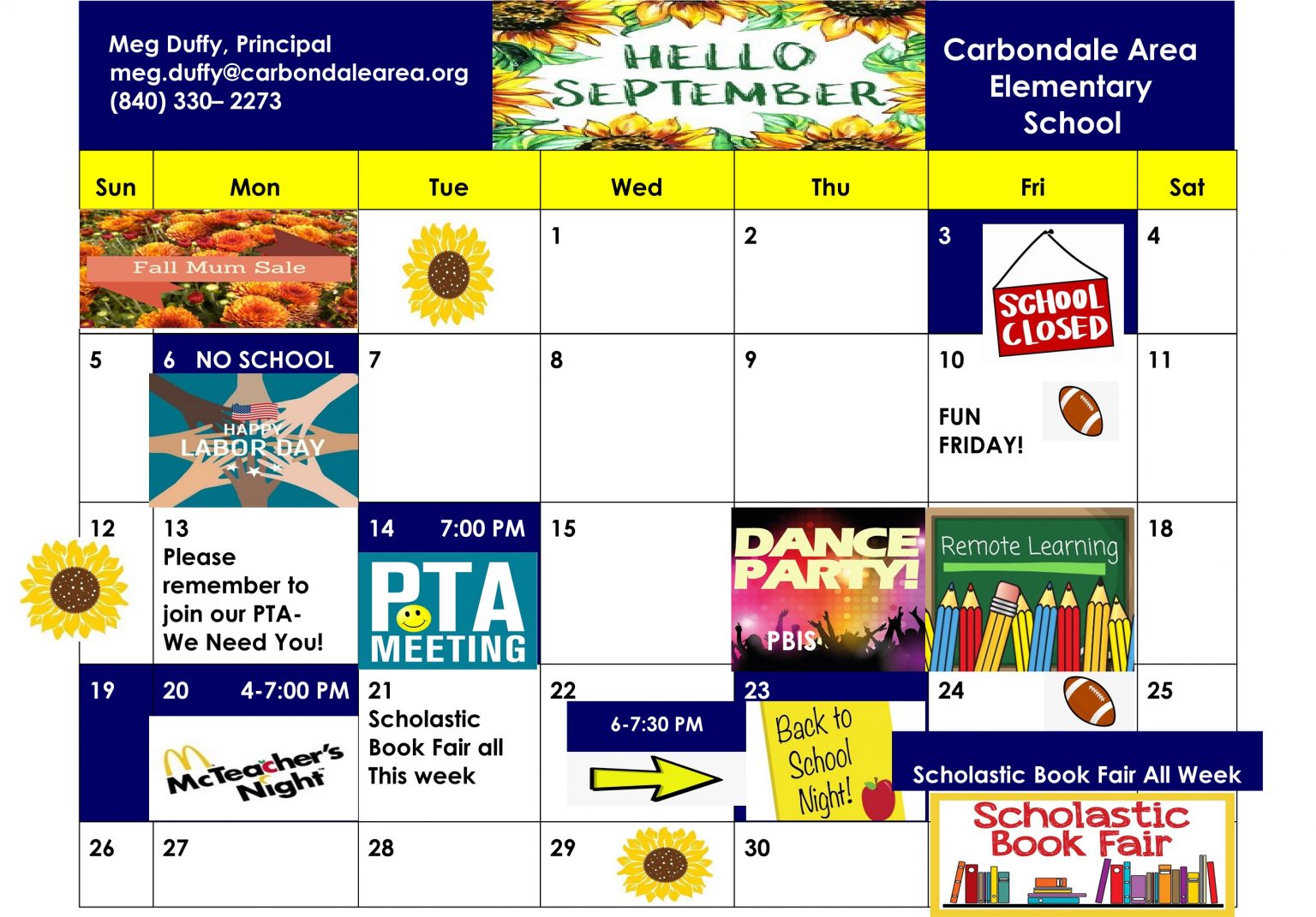 september calendar Carbondale Area School District