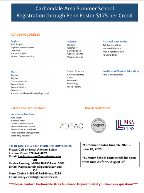 You are currently viewing Penn Foster Summer School Information (Grades 7-12)